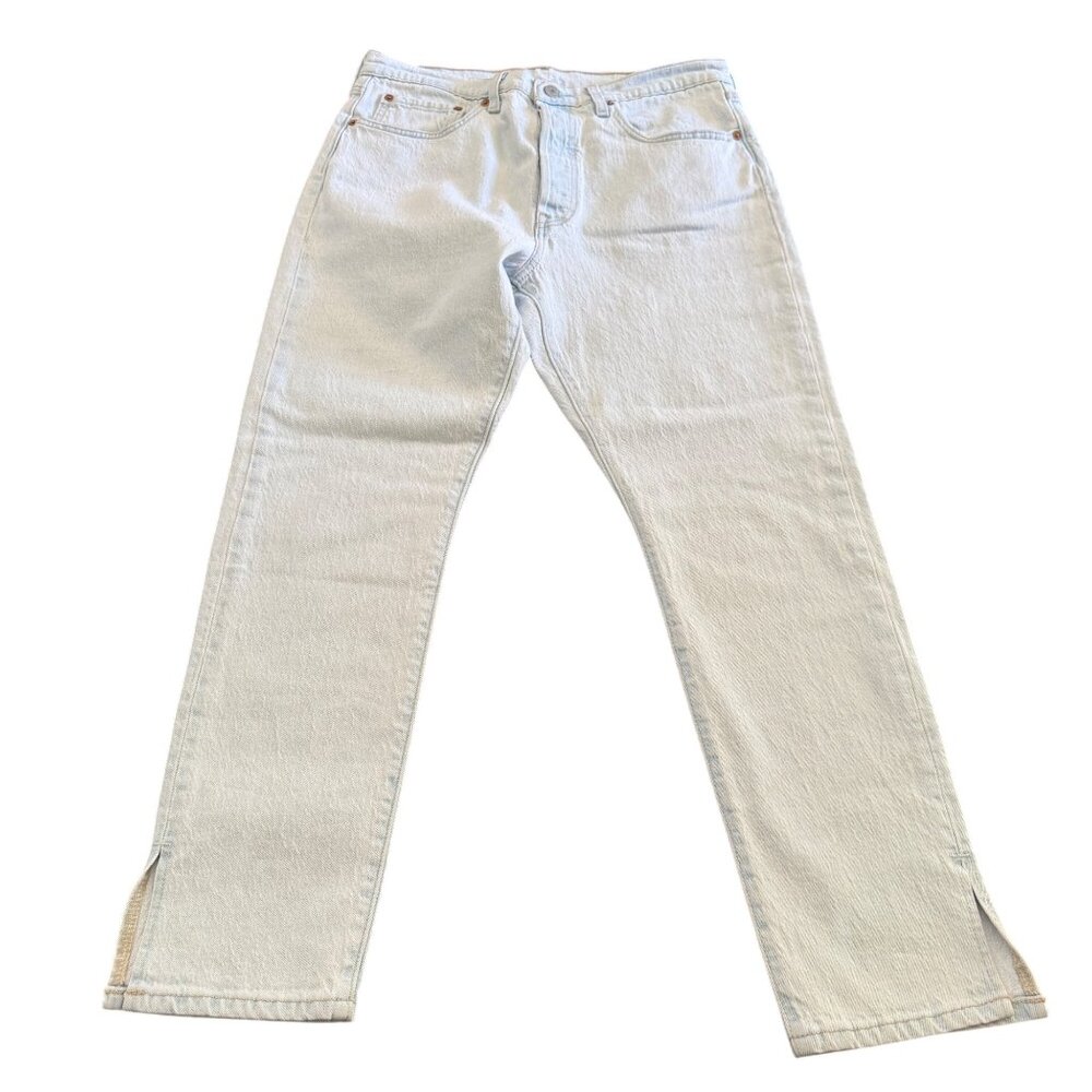 Levi's 501 Skinny Jean Button Fly Light Blue Bottom Slit Women's, Size 30 X 28